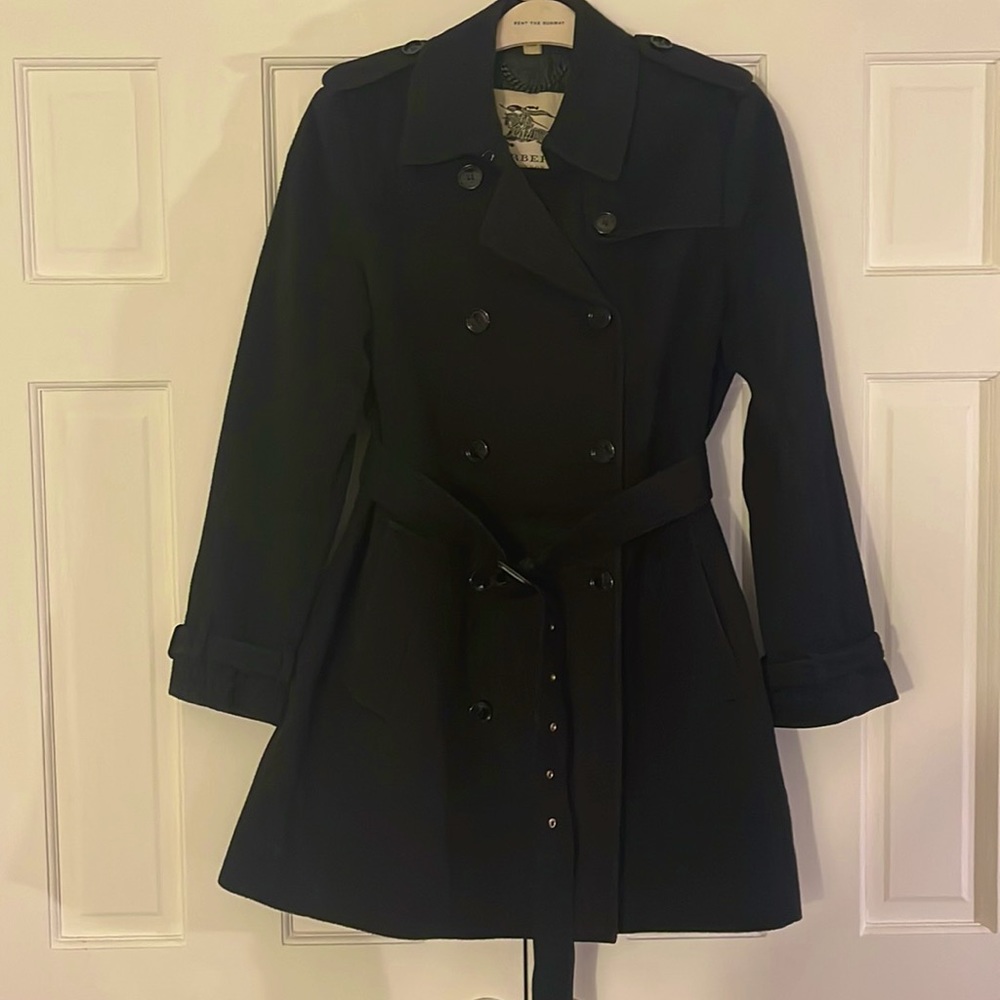 BURBERRY WOMENS CASHMERE & WOOL DOUBLE BREASTED LONG PEACOAT US12